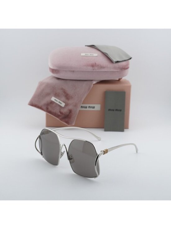 Miu Miu MUA55S 1BC80Q Sunglasses Silver Square Frame, Dark Grey Lenses main image 6
